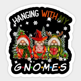 Funny Christmas Gnome Hanging With My Gnomies Family Pajamas Sticker